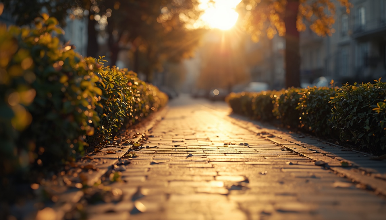 Early morning pavement walk with soft light